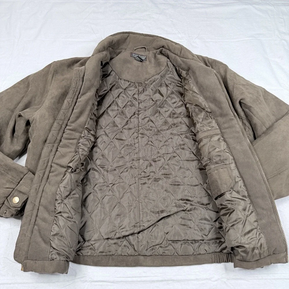 Montage Collection Quilted Lining SZ-L Faux Suede Zip Bomber Jacket W/Zip Pocket